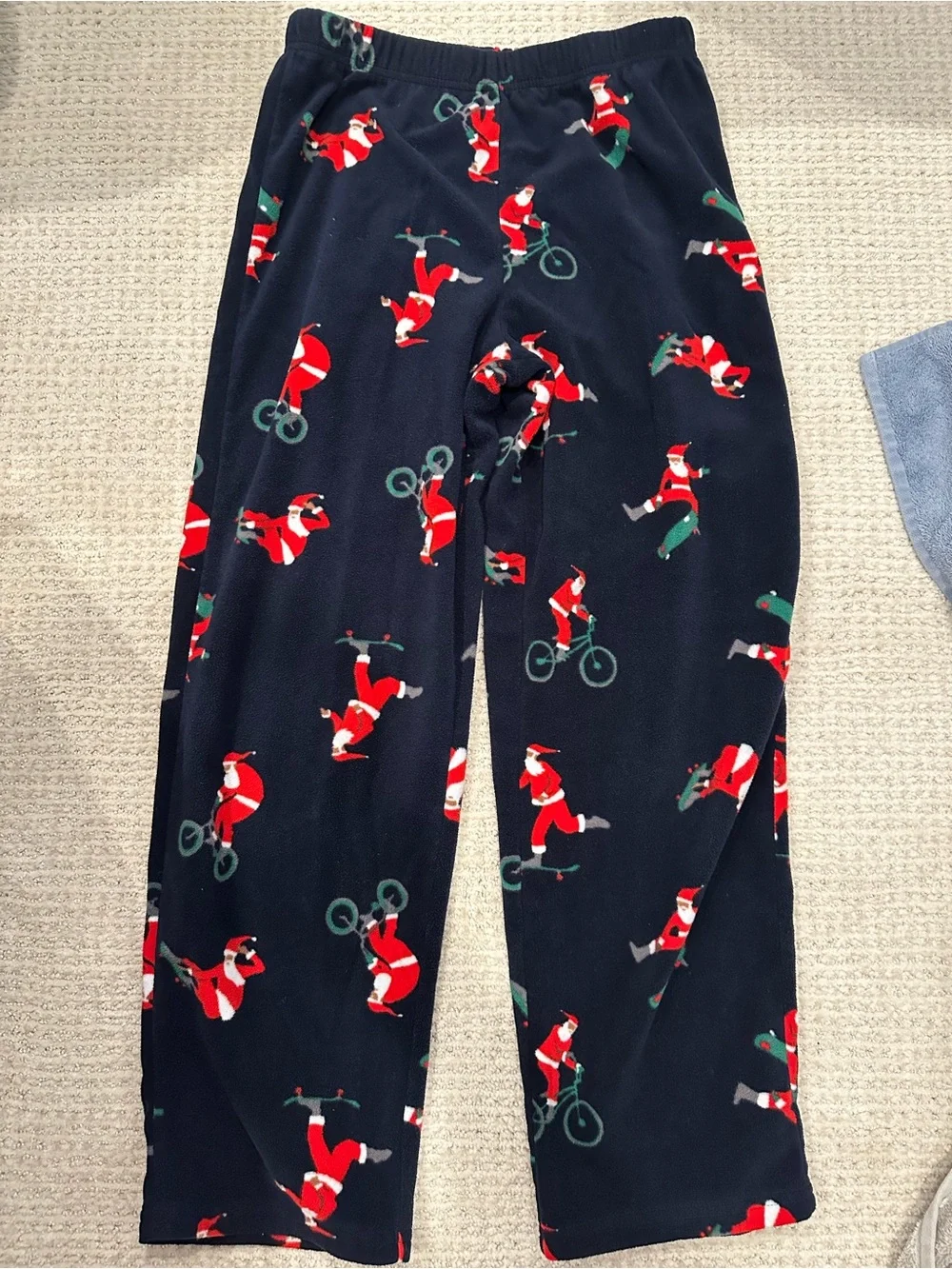 Carter's Navy Pajama Pants with Red Santa Print